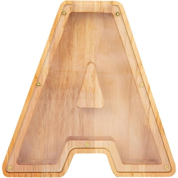 LWHAO Personalized Wooden Letter Piggy Bank, Wood Alphabet Letter Bank Money Box Coin Bank for Birthday Present Home Decoration