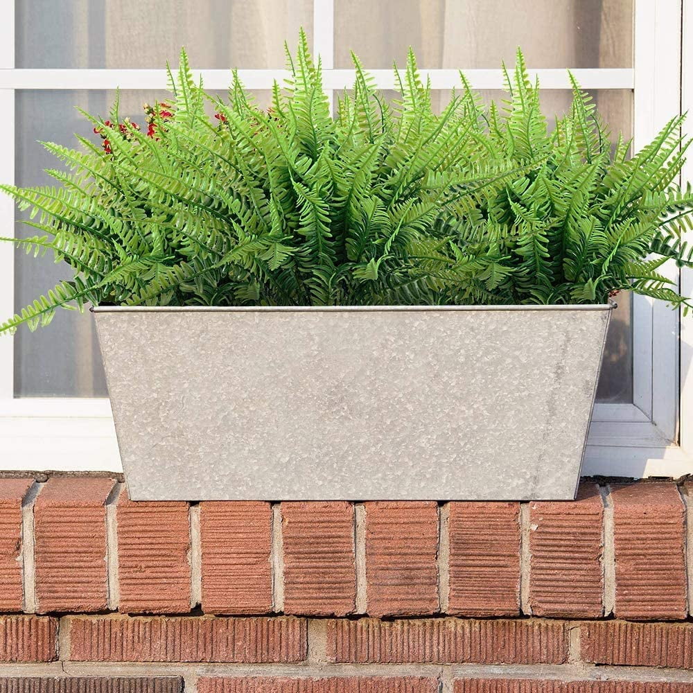 4 Bundles Artificial Flowers for Outdoors Fake Plants Spring Decor UV Resistant Plants Faux Plastic Plants Fake Boston Fern Indoor Outside for Home Garden Porch Decor