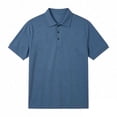 thumbnail image 3 of Mems Polo Shirts Short Sleeve Quarter Button Up Tee Shirts Basic Blue Mens Shirts Casual, 3 of 4