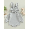 thumbnail image 2 of Wassery Infant Baby Girls Easter Rompers Solid Color Rabbit Ear Hood Long Sleeve Jumpsuit  Newborn Bodysuits My 1st Easter Clothes 3-24M, 2 of 8