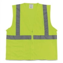 Ansi Class 2 Two-Pocket Zipper Mesh Safety Vest - Large - Hi-Viz Lime Yellow