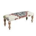 thumbnail image 3 of Ox Bay Hadley 47" Upholstered Indoor Accent Bench, Ivory/Red Kilim, 3 of 8