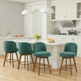 thumbnail image 4 of WOOW DEPOT 26" Swivel Chenille Bar Stools Set of 2, w/ 3.9" Thick Large Seat & Mid-Back & Wood Legs, Upholstered Fabric Modern Island Counter Barstools Armless Kitchen Pub Chair, Sage Green, 4 of 13