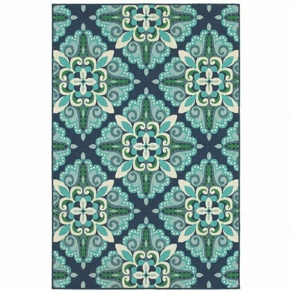 7 x 10 ft. Blue & Green Floral Indoor & Outdoor Area Rug