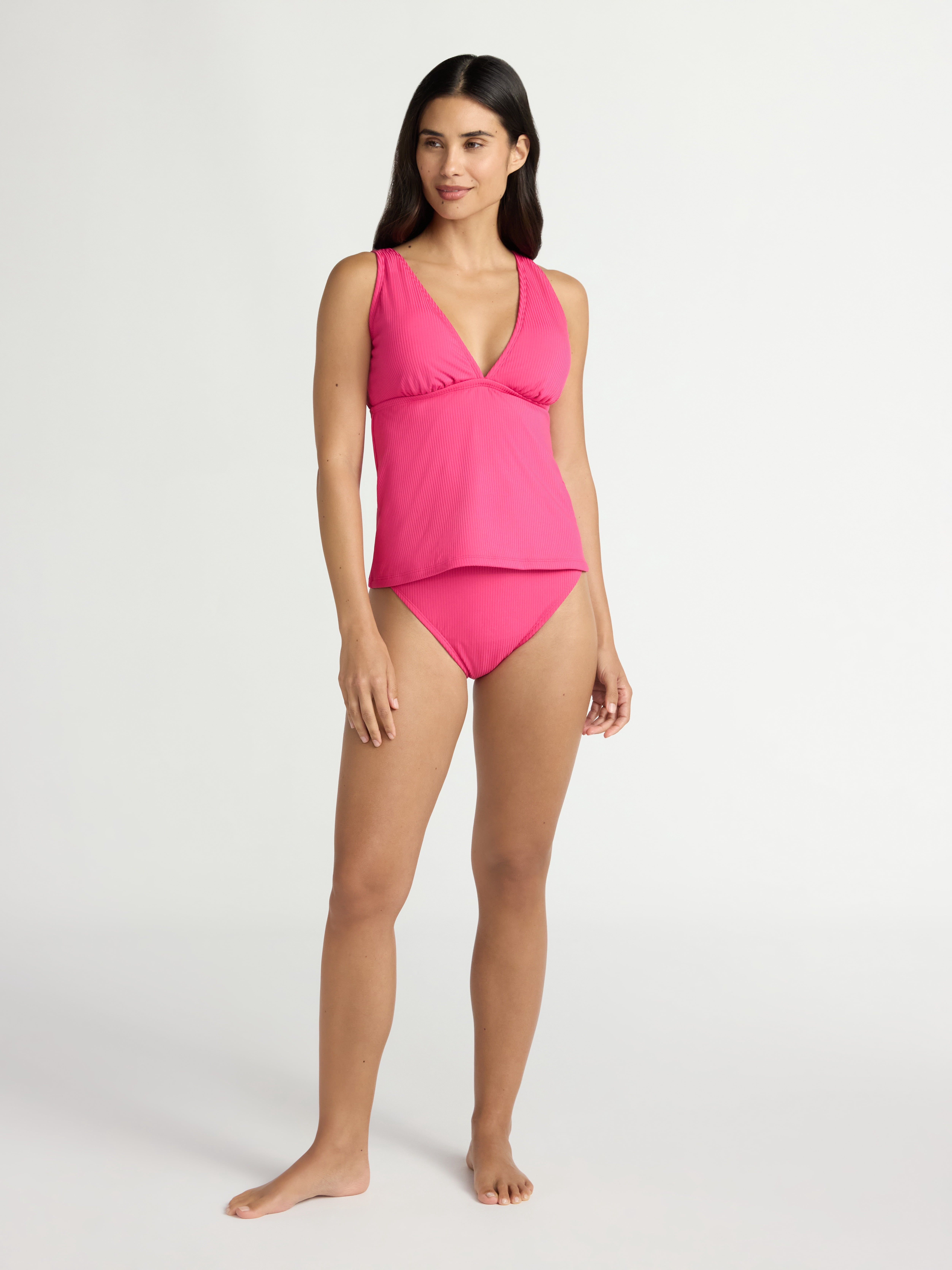 Time and Tru Women’s and Women’s Plus V Neck Tankini Top, Sizes XS-2X