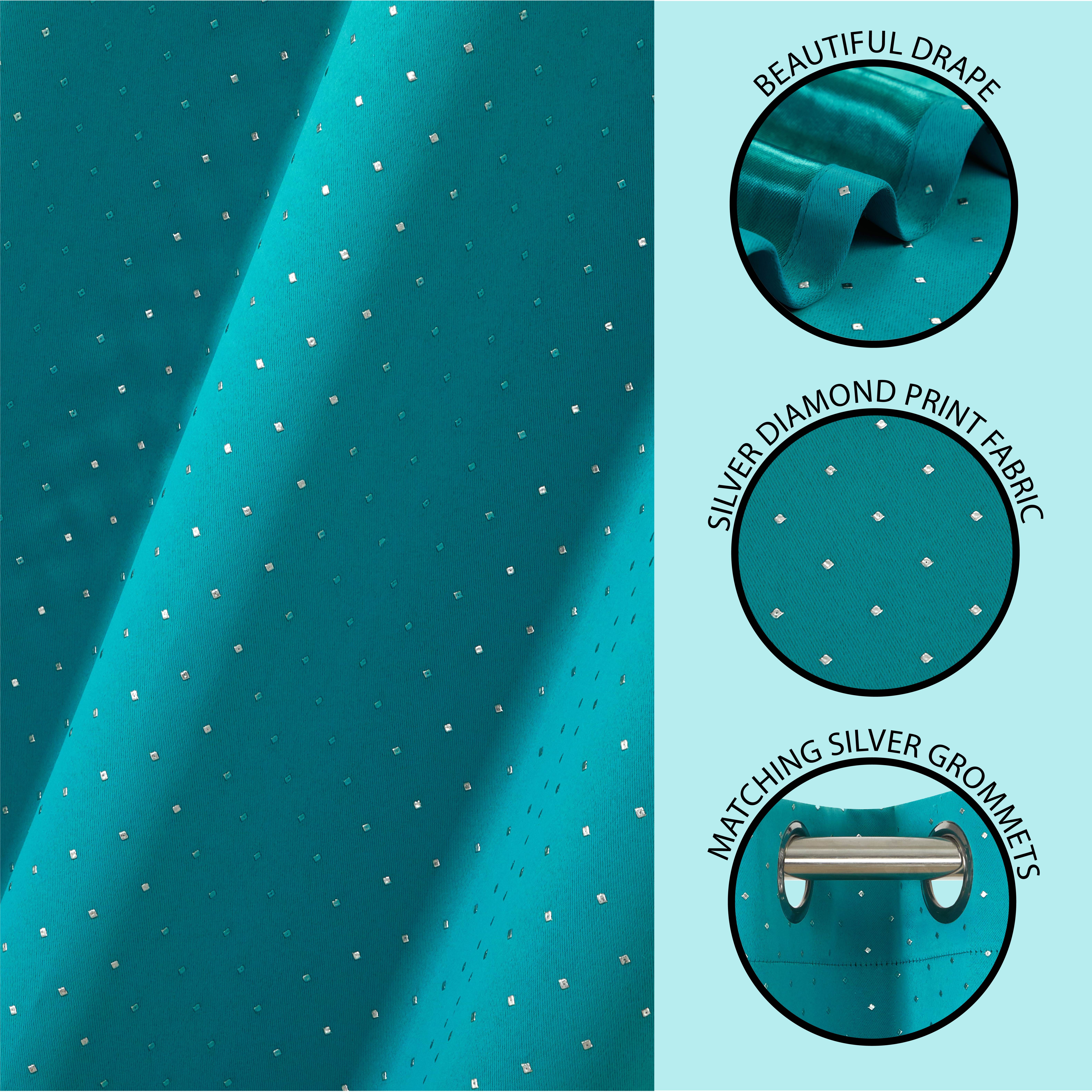 Your Zone Blackout Grommet Curtain Panel, 1 Panel, Blue/Metallic Diamond, 37" W x 63" L