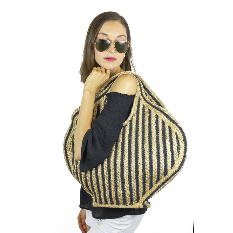 Magid Women s Stripe Jute Beach Tote Bag Walmart