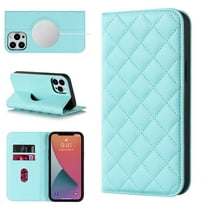 Wallet Case for iPhone 12 Pro Max 6.7 inch, Luxury Quilted PU Leather Flip Cover [Shockproof TPU] [Support Wireless Charging] with 2 Card Slots, Kickstand, FRID Blocking Case Cover, Blue