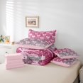 thumbnail image 6 of jejeloiu Kawaii Ribbon Bow 7-Piece Bedding Comforter Set,Pink Silver Glitter Print King Bedding Sets For Girl Kids Reversible, 6 of 8