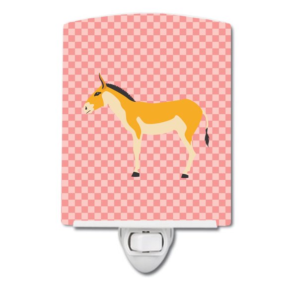 Turkmenian Kulan Donkey Pink Check Ceramic Night Light