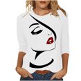 thumbnail image 2 of AOOCHASLIY Women's Blouse Fashion Women Mid-length 3/4 Sleeves Printed T-shirt Round Neck Casual Tops, 2 of 5