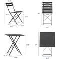 thumbnail image 4 of Senfot 3-Piece Outdoor Square Patio Bistro Set, Sturdy Iron Frame Table and Chairs, All-Weather Furniture for Balcony Garden Yard Poolside Black, 4 of 9