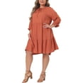 thumbnail image 4 of Agnes Orinda Plus Size Dress for Womens V Neck Tie Lace Sleeve Casual Summer Ruffle Hem Midi Flowy Dress, 4 of 5