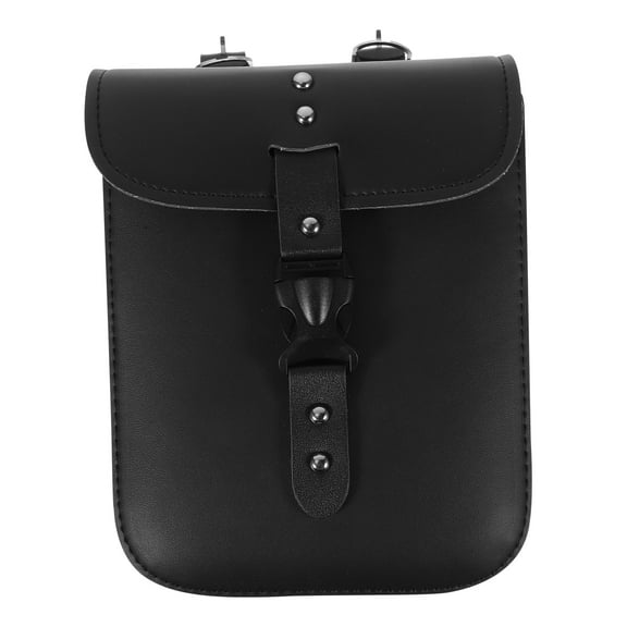 Gymnture Motorcycle Handlebar Tool Bag - Black PU Saddlebag (Black)