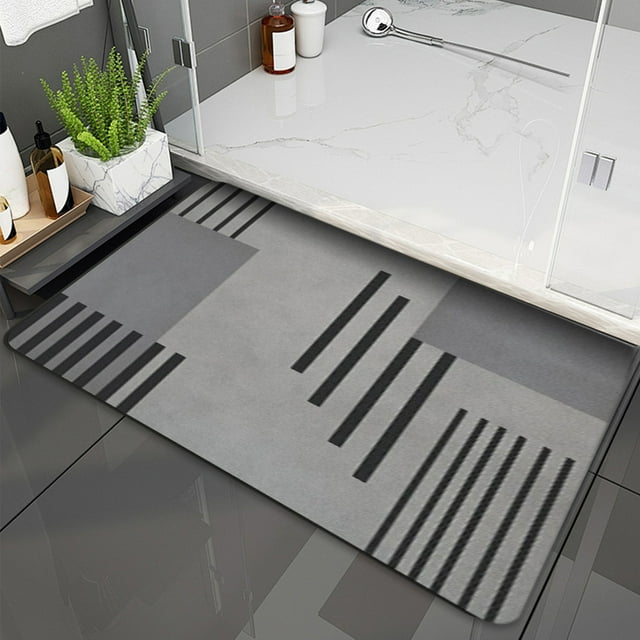 Alfombra Absorbente para Suelo de Baño - Estilo Diatomita de Secado Rápido y Suave, Tapete Antideslizante Absorbente de Agua, Poliéster, Gris, 60 x 40 cm (Paquete de 1)