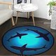 thumbnail image 1 of Cute Animal Sharks Doormat Blue Ocean Round Area Rug Floor Mat Non Slip Absorbent Carpet Yoga Rug for Bedroom Living Room Sofa Entryway Home Decor, 3', 1 of 4
