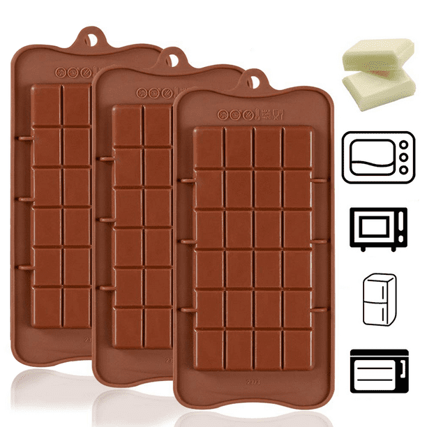 3pcs Silicone Chocolate Candy Molds Waffle 24 Grids BPA Free, Reusable