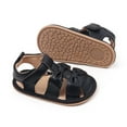thumbnail image 2 of Otqutp Toddler Leather Soft Open Toe Sandals Adjusted Strap Flat Wide Shoes Summer Barefoot Beach Pool Baby Girls Sandals, 2 of 8
