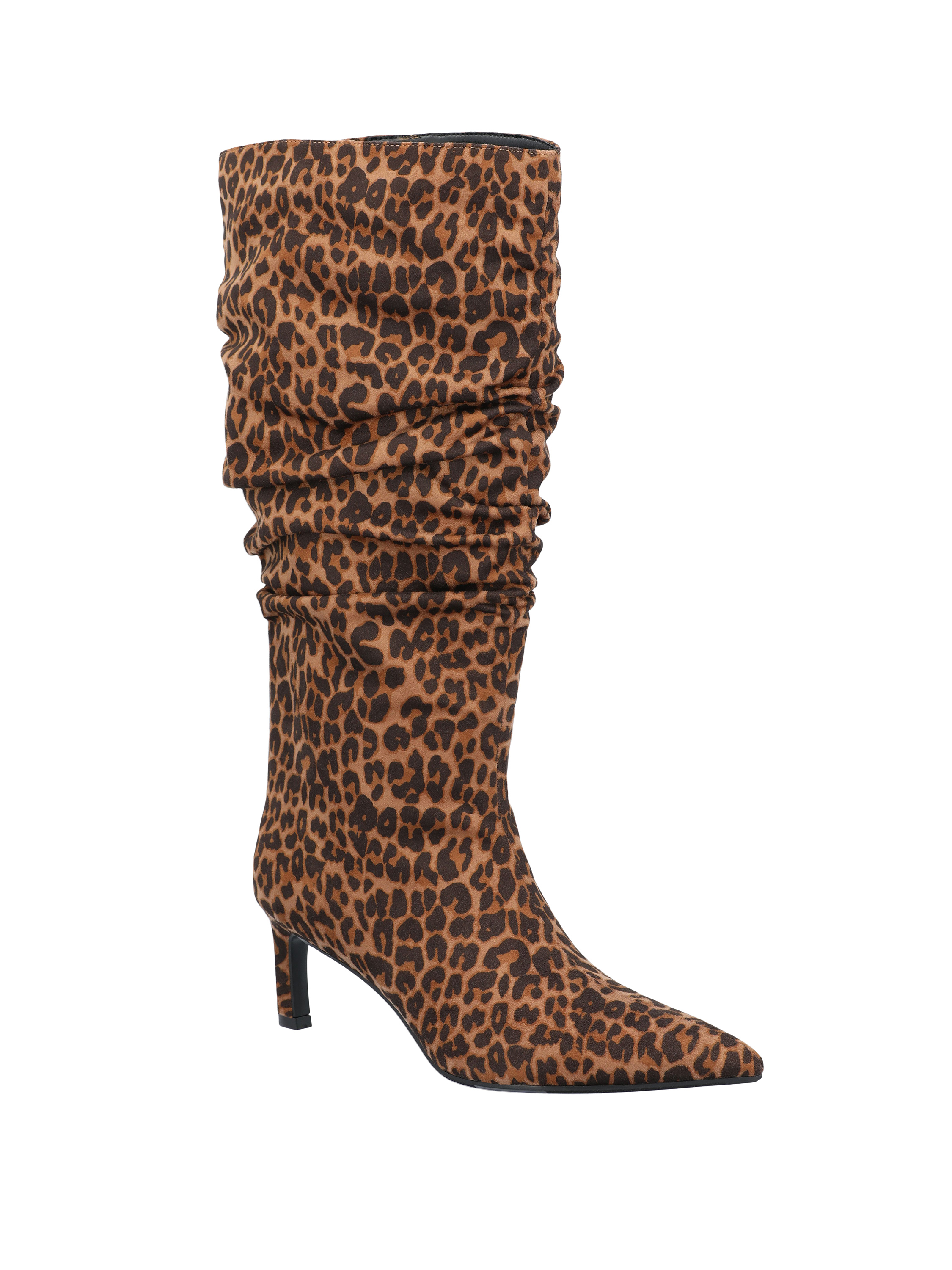 Time and Tru Women's Faux Suede Slouch Boots with Kitten Heels, Wide Width Available