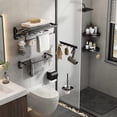 thumbnail image 2 of 24 Inch Towel Rack with Towel Bar Holder Foldable Towel Shelf with Movable Hooks Rustproof Towel Storage Wall Mount for Bathroom Lavatory Matte Black, 2 of 5