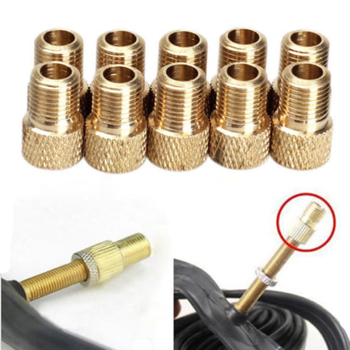 10 Pcs Converter Presta to Schrader Bicycle Bike Valve Adaptor Tire