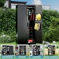 thumbnail image 4 of 71" Metal Tools Storage Cabinet with Doors and Shelves, Outdoor Storage Sheds with Lock, Black Cleaning Supplies Organization Cabinet with Hanging Rod for Garage, Outdoor,$$Garden & Patio, 4 of 7