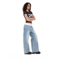 thumbnail image 3 of Forever 21 Women's Blue Y2K Jeans, Comfy Foldover Rib Waistband Design for Everyday Casual Wear, Size 12, 3 of 6
