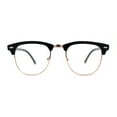 thumbnail image 1 of Mens Hipster Classic Half Horn Rim Iconic Sunglasses Black Gold Clear, 1 of 4