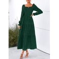 thumbnail image 3 of Vestido PRETTYGARDEN 2025 Floral con Fruncido, Manga Larga, Talla L - Verde Oscuro, 3 of 8