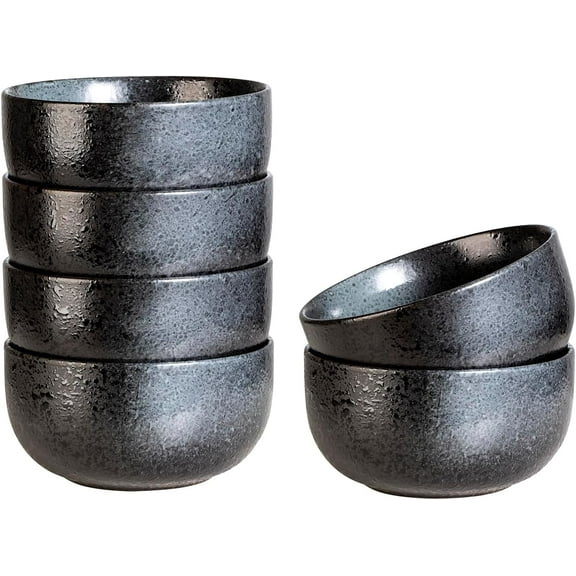 Set of 4 Ceramic Cereal Bowls 36oz, Japanese Noodle Bowls for Kitchen Breakfast Oatmeal, Microwave Dishwasher Safe, Dark Blue