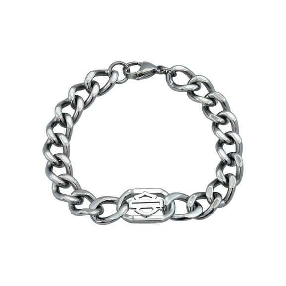 Harley-Davidson Women's Outline Bar & Shield Curblink Bracelet - Silver (7), Harley Davidson