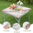 thumbnail image 4 of White Marble Rose Gold Line Pattern Square Fitted Tablecloth with Elastic Edge,Square Table Cover,Washable Elastic Table Cover for Home Kitchen Party Decor 34"x34", 4 of 6