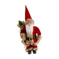 thumbnail image 2 of Colección de adornos de figuras de Papá Noel navideño Figura de Papá Noel de pie para Ribete de felpa marrón, 2 of 9
