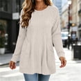 thumbnail image 3 of StSilkitty Loose Casual Sweater for Womens Solid Color Long Sleeve Crewneck Tunic Tops Lightweight Comfy Sweaters, 3 of 6