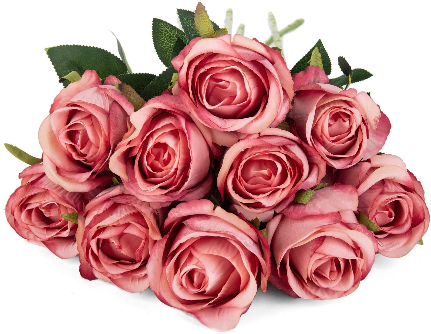 Artificial Rose Flowers Long Stem Fake Silk Roses for DIY Wedding Bouquet Table Centerpiece Home Decor (Rose Red)