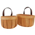 thumbnail image 2 of Wooden Woven Wall-Mounted Flower Basket 2Pcs Khaki Kitchen Gadget with Natural Appeal for Decor, 2 of 3