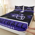 thumbnail image 3 of jejeloiu Football Game Gaming Twin Sheet Sets,Purple Black Helmet Bedding For Ball Lover 3-Piece, 3 of 7