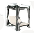 thumbnail image 3 of Domi Aluminum Outdoor Patio Daybed with Retractable Canopy Bed, Double Chaise Lounge Outdoor Grey Curtain with Beige Cushion & Cup Holder, for Outside Pool,Garden,Backyard,Lawn, 3 of 8