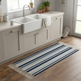 thumbnail image 6 of Area Rug with Tassels 2' x 5', Navy Blue Gray Stripe Kitchen Runner Rug for Hallway Bedroom Throw Rugs, Modern Minimalist Style Soft Door Mat for Bathroom Entrance Living Room, 6 of 9