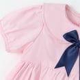 thumbnail image 6 of Spazoro Girls Cute Dresses Bow Decor, Short Puff Sleeve Collared Soft & Comfy Solid Color Casual A-Line Dress for School Pink Size 5-6 T, 6 of 8
