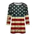 thumbnail image 6 of Ydkzymd Independence Day 4th Of July Shirts Women 3/4 Length Sleeve Round Neck Usa Shirts American Flag Business T-Shirts Summer Tunic Tops Khaki 2XL, 6 of 7