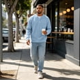 thumbnail image 6 of Dwellite Mens Sweater Long Sleeve Corduroy Henley Sweaters Quarter Button Business Casual Tops for Fall Winter Sky Blue XL, 6 of 6