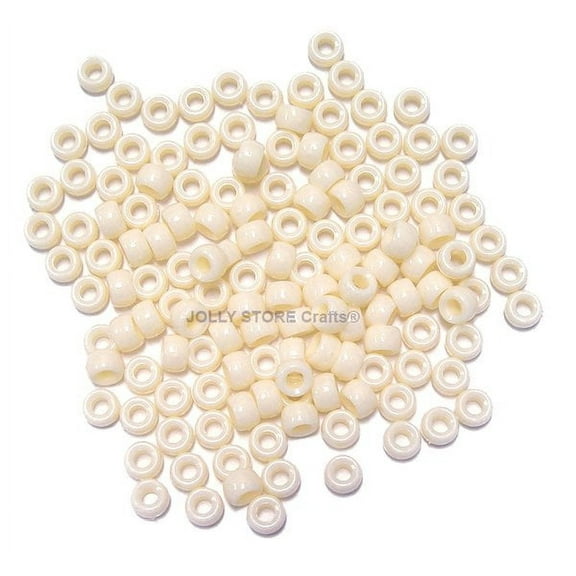 Jolly Store Crafts Ivory color 7x4mm Mini Pony Beads, 1000pcs., Made in USA