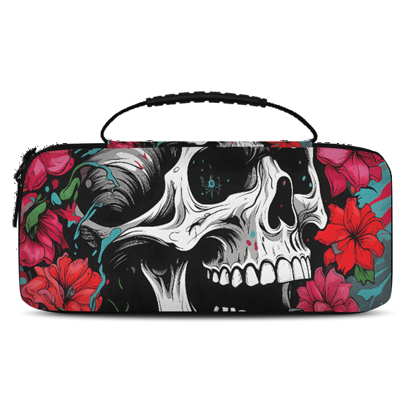 Herdesigns Gothic Sugar Skull Carrying Case for Nintendo Switch 2 with 20 Game Card Slots, Portable Travel Carry Case for Accessories and Console