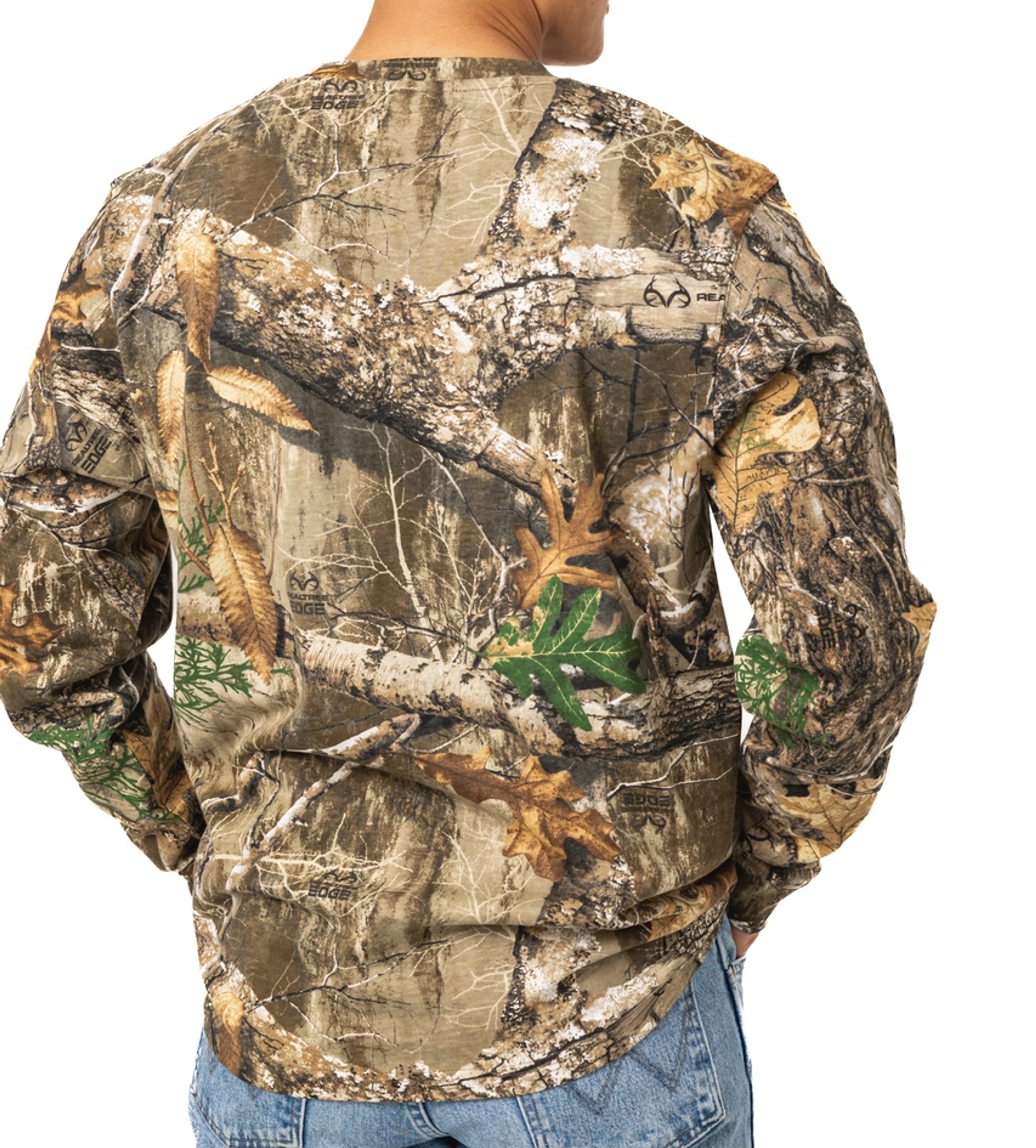 Realtree Men’s Long Sleeve  Hunting Cotton Shirt, Advantage Classic Camo, Relaxed Fit, Size S- 5X