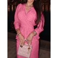 thumbnail image 6 of Women 2 Piece Vacation Outfits Long Sleeve Top and Long Skirt Summer Set Pink S, 6 of 9