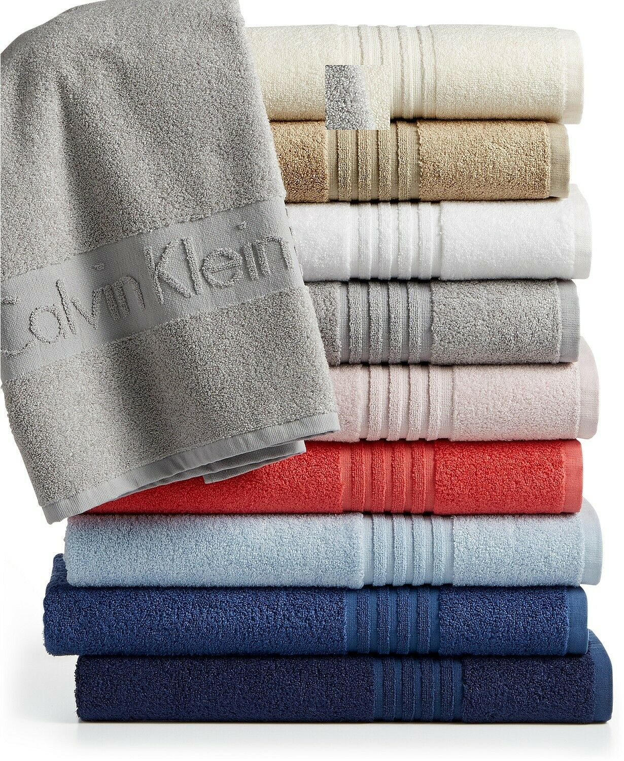 Calvin Klein Modern Iconic Cotton Modal Blend Jacquard Logo Wash Towel -  Gray