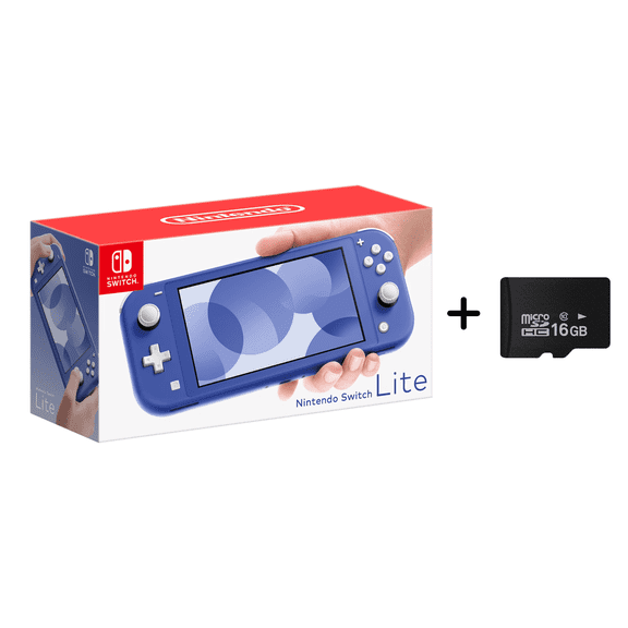 Nintendo Switch Lite - Blue (International) 16GB MicroSD Card Bundle