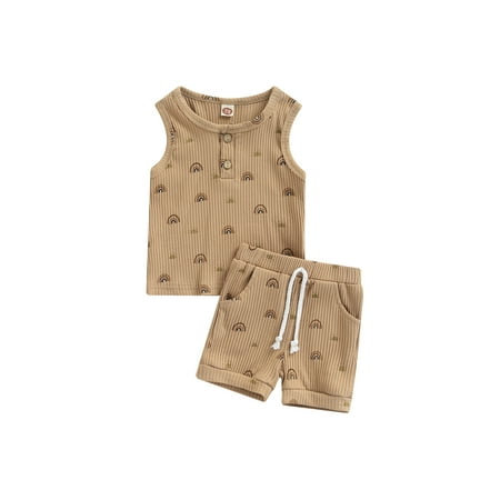 

Toddler Baby Boy Girl Outfits 2Pcs Summer Shorts Set Sun Print Short Sleeve Tops T-Shirt and Shorts Clothes Set