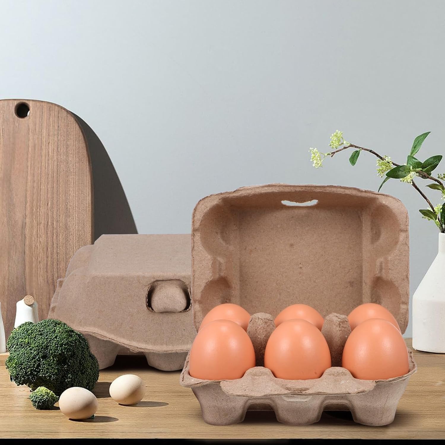 Waqn Egg Cartons Half Dozen Egg Storage Containers Holder, Blank Paper Egg Cartons Storage Tray Chicken Eggs Box, 25pcs A605